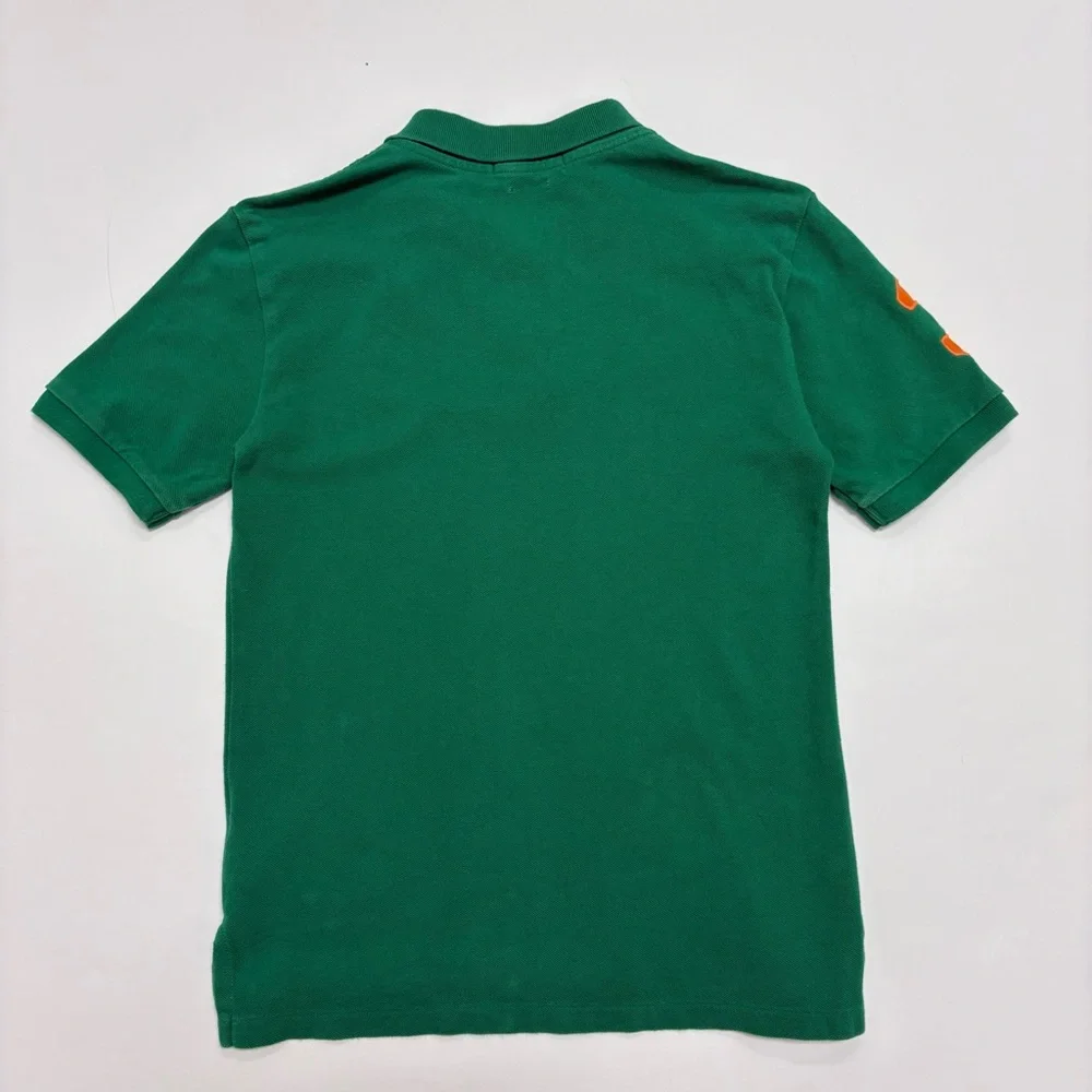 Ralph Lauren Green Polo with Orange Pony and Sleeve Number